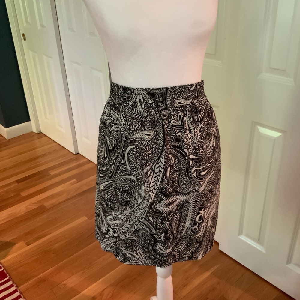 Paisley Print Black and White Skirt